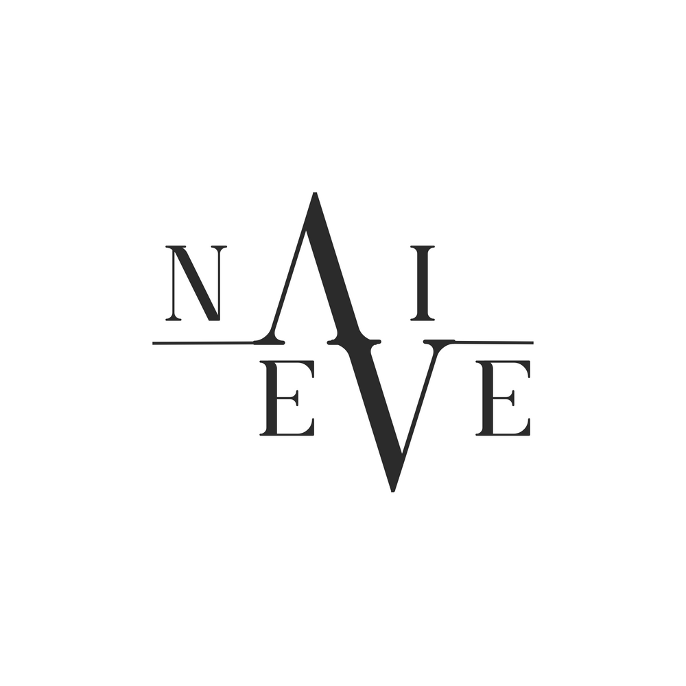 Stylish black Naieve logo with sharp, modern typography design.