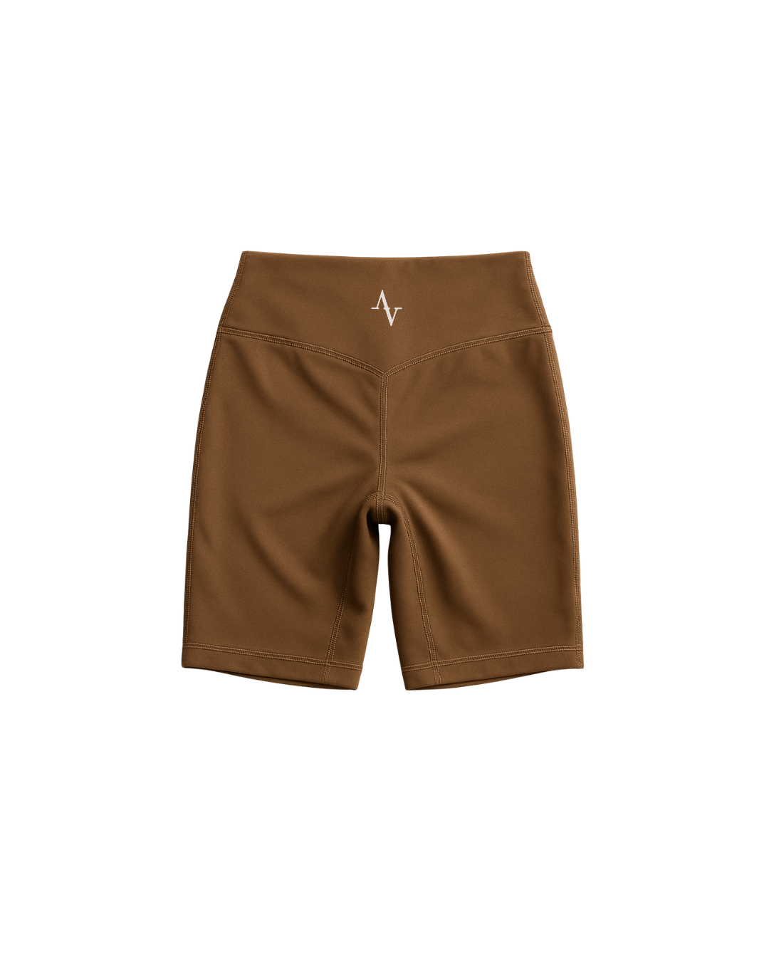 Brown shorts with a logo on a white background