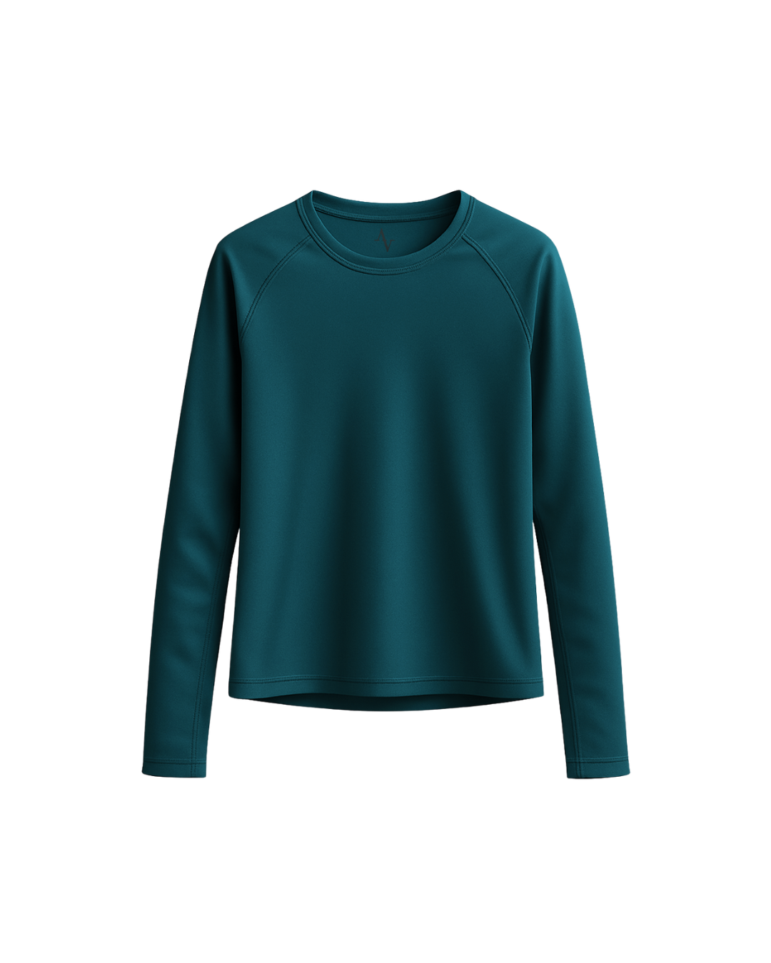 Teal long-sleeve shirt on a white background